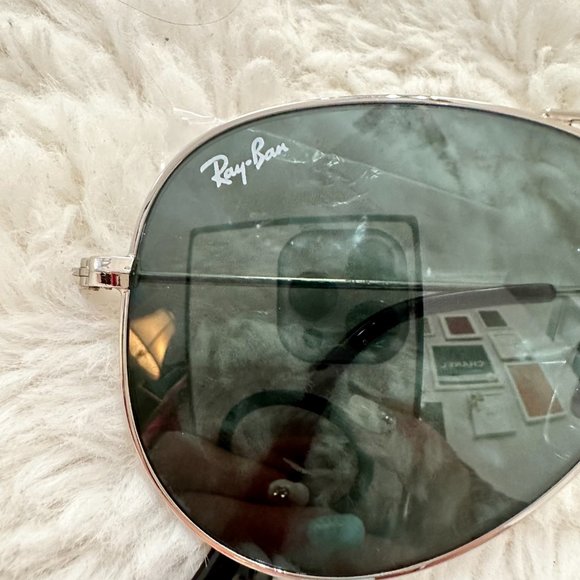 New RAY-BAN Large Metal Aviator Sunglasses Silver Frame Gray Gradient Lens main image 6